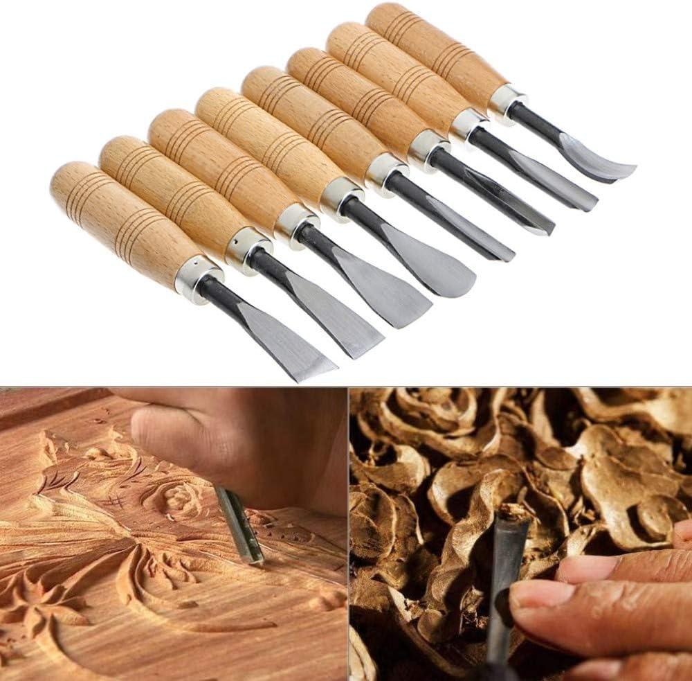SUNREEK Wood Sculpture Carving Chisel Tool Set DIY Art Craft(8 Pcs)