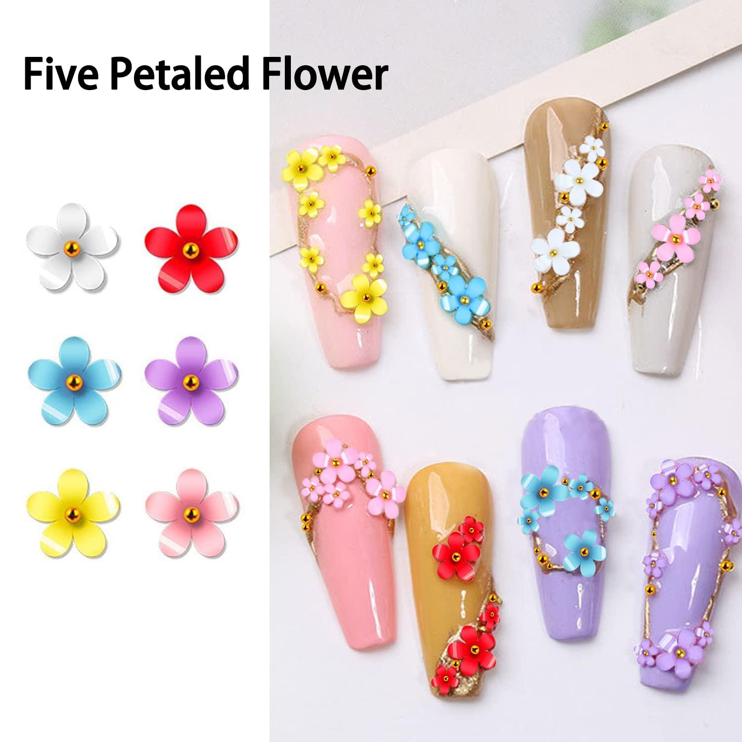 3D Flower Nail Charms 6 Grids 3D Nail Flowers Rhinestones for Acrylic Nails  Acrylic Flowers for Nails with Gold Silver Beads Resin Floral Nail Art  Charms for DIY Nail Decorations 3D Flower