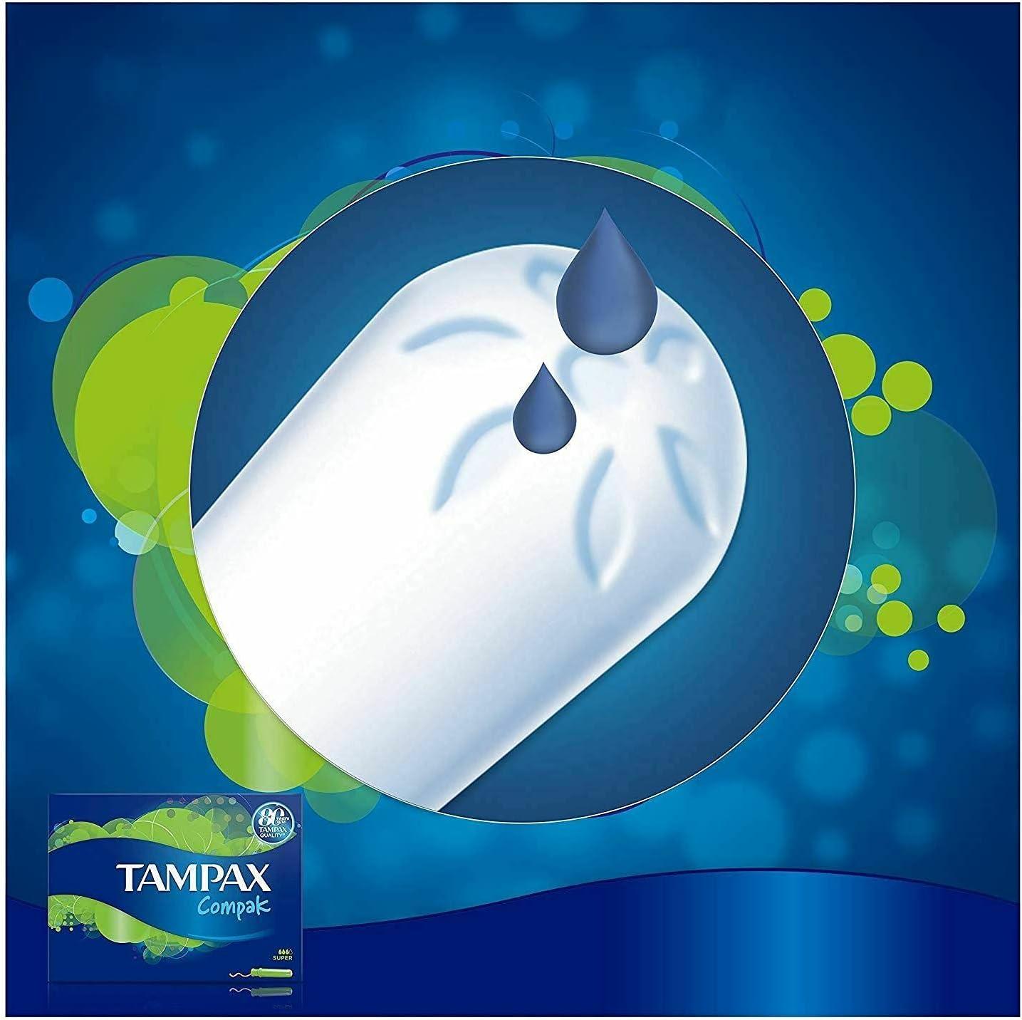 Tampax Compak Super Tampons with Applicator 18 Tampons Leak Protection