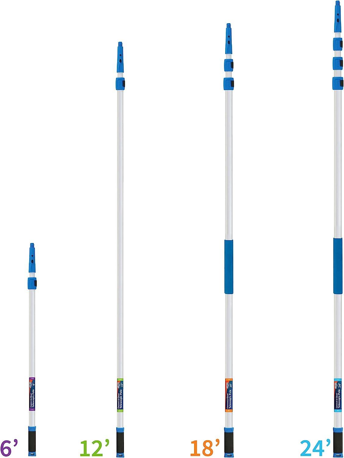 Unger Professional Connect & Clean 3-6 Foot Telescoping Extension  Multi-Purpose Pole with Quick-Flip Clamp, Window Cleaning, Dusting 3 - 6  Foot New & Improved