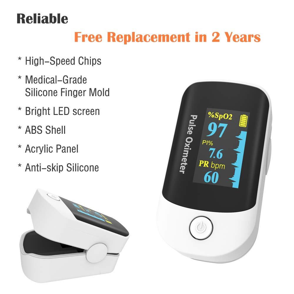 Pulse oximeter fingertip, Portable blood oxygen saturation monitor for