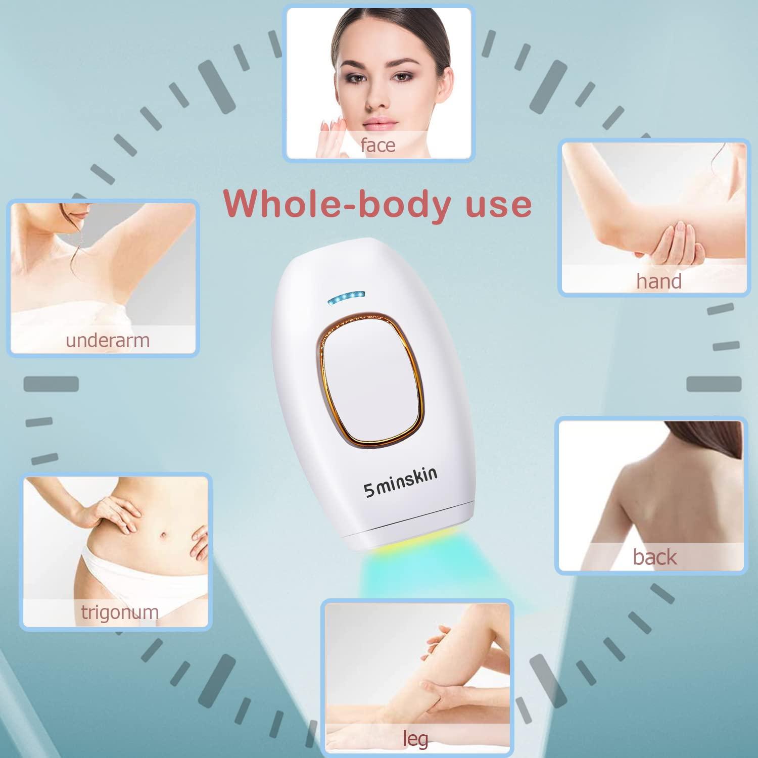 5minskin At-Home Laser Hair Removal Handset Long-lasting Reduction in Hair  Regrowth for Body & Face