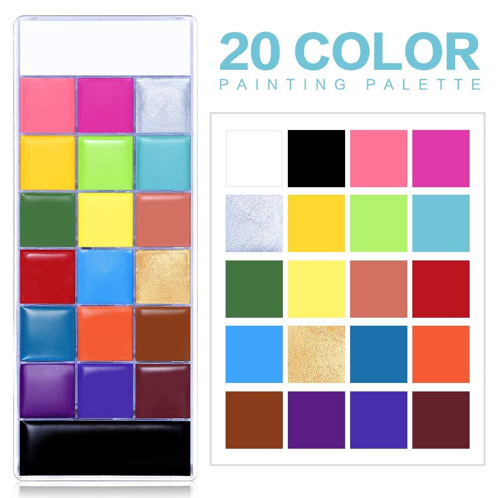 Athena Face Painting Palette, 16 Colors Face Body Paint Oil Safe Waterproof  For Cosplay Costumes