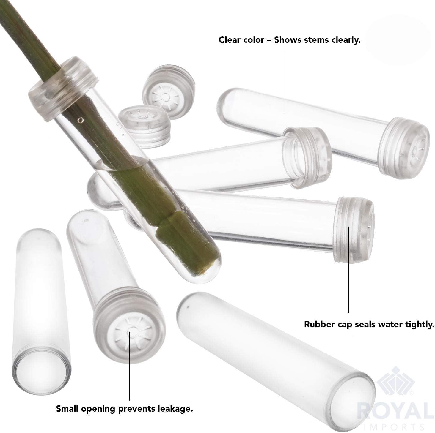 Floral Water Tubes/Vials for Flower Arrangements by Royal Imports Clear - 3  (1/2 Opening) - Standard - 100/Pack - w/Caps 3 3 Clear-standard