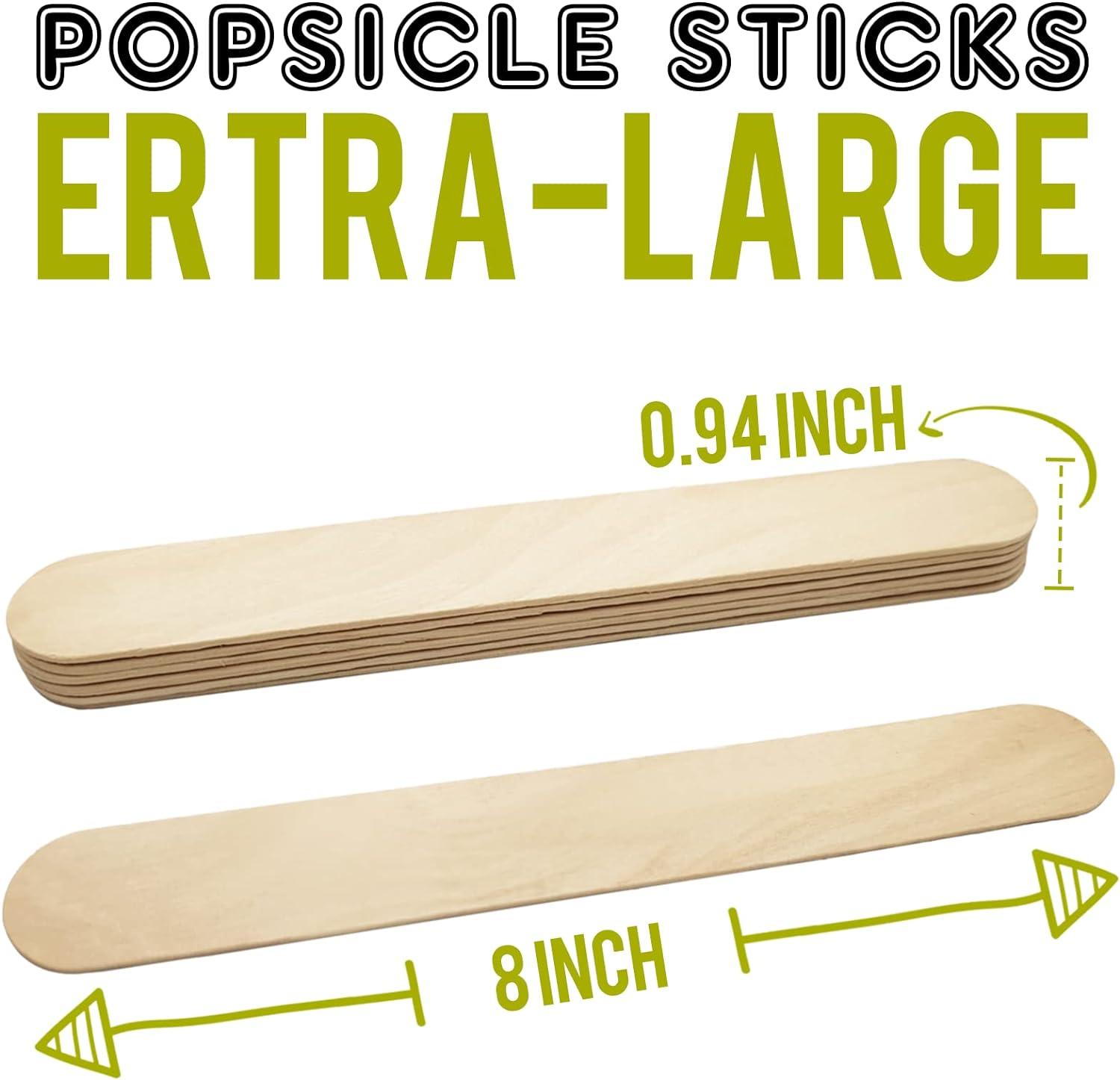 100 Sticks Jumbo Wood Craft Popsicle Sticks 6 Inch (Black) Black 100 Sticks
