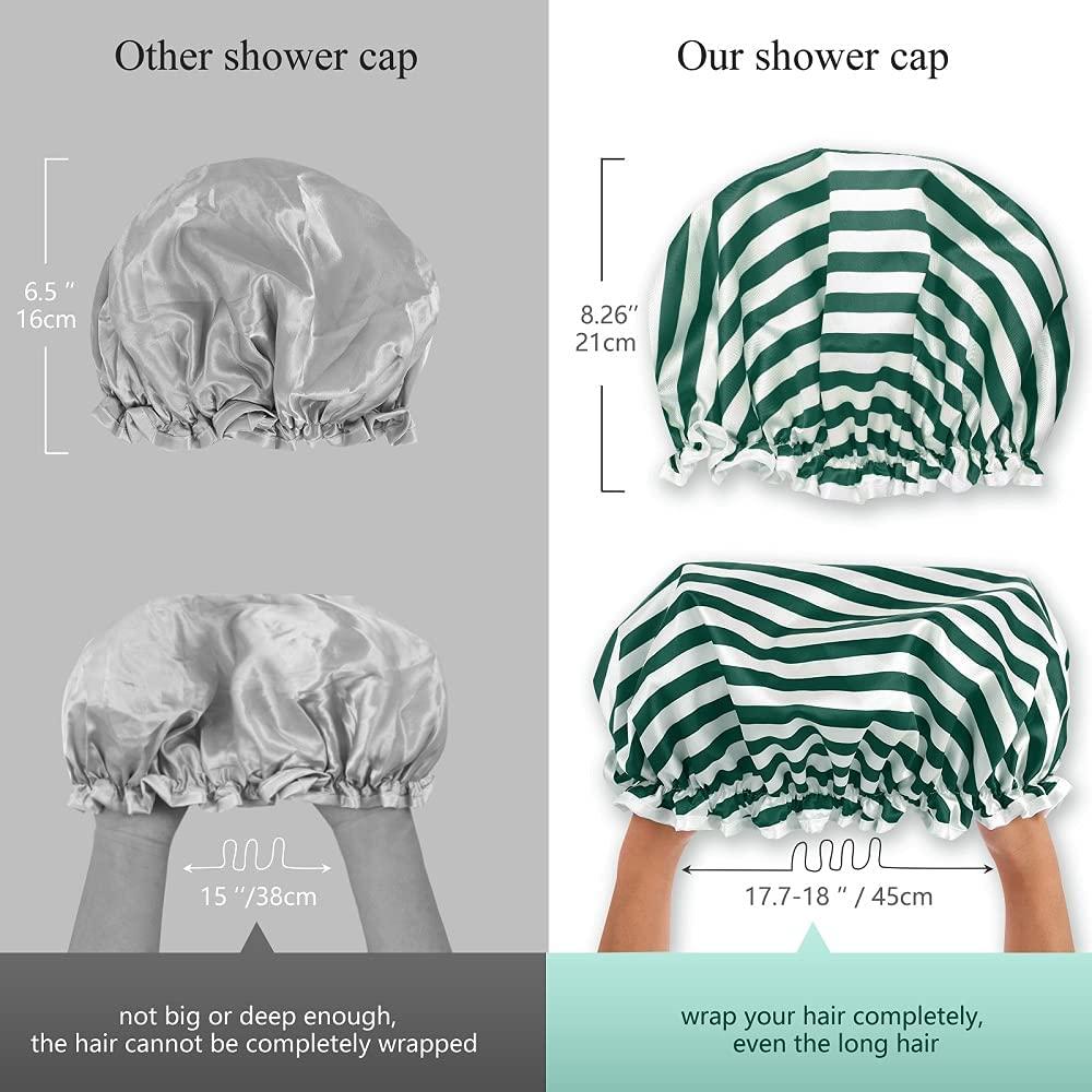 2PCS Large Reusable Shower Cap Waterproof,Double Layers Bathing Hair