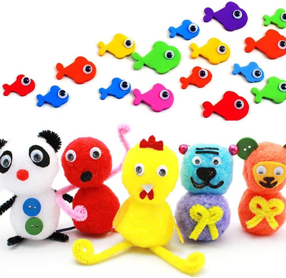 Toyvian 100pcs Wiggly Eyes for Crafts Animal Puppets Black Dolls Wobbly  Eyes for Crafts Round Stick on Self Stick Eyes for Crafting Wiggle Eyes