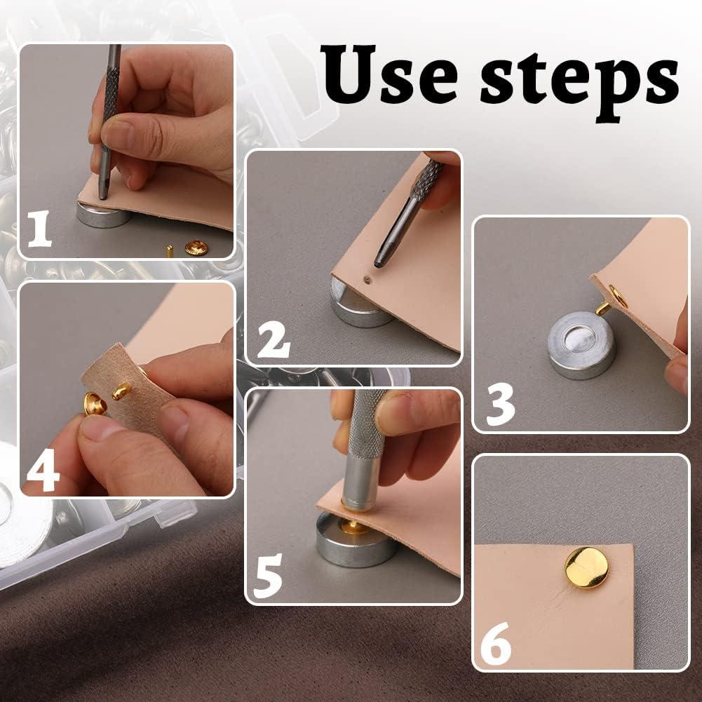 100 Sets Silver Stainless Steel Leather Rivets Double Cap Rivet Tubular  Metal Studs Repairs Decoration Craft Accessories for Leather Craft Clothes