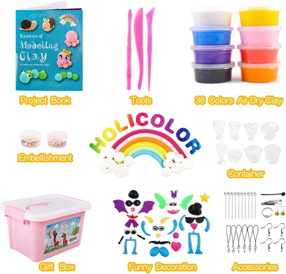 HOLICOLOR Air Dry Clay Kit, 36 Colors Clay Ultra Light Modeling