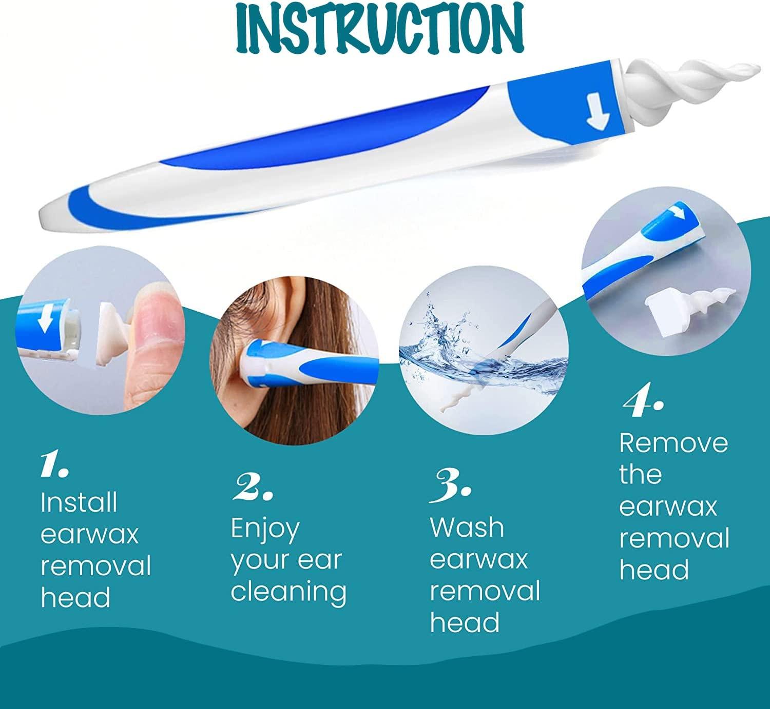 Q Grips Ear Wax Remover Kit Soft Spiral Design with 16 Replacement Heads & 4 DualHead Ear