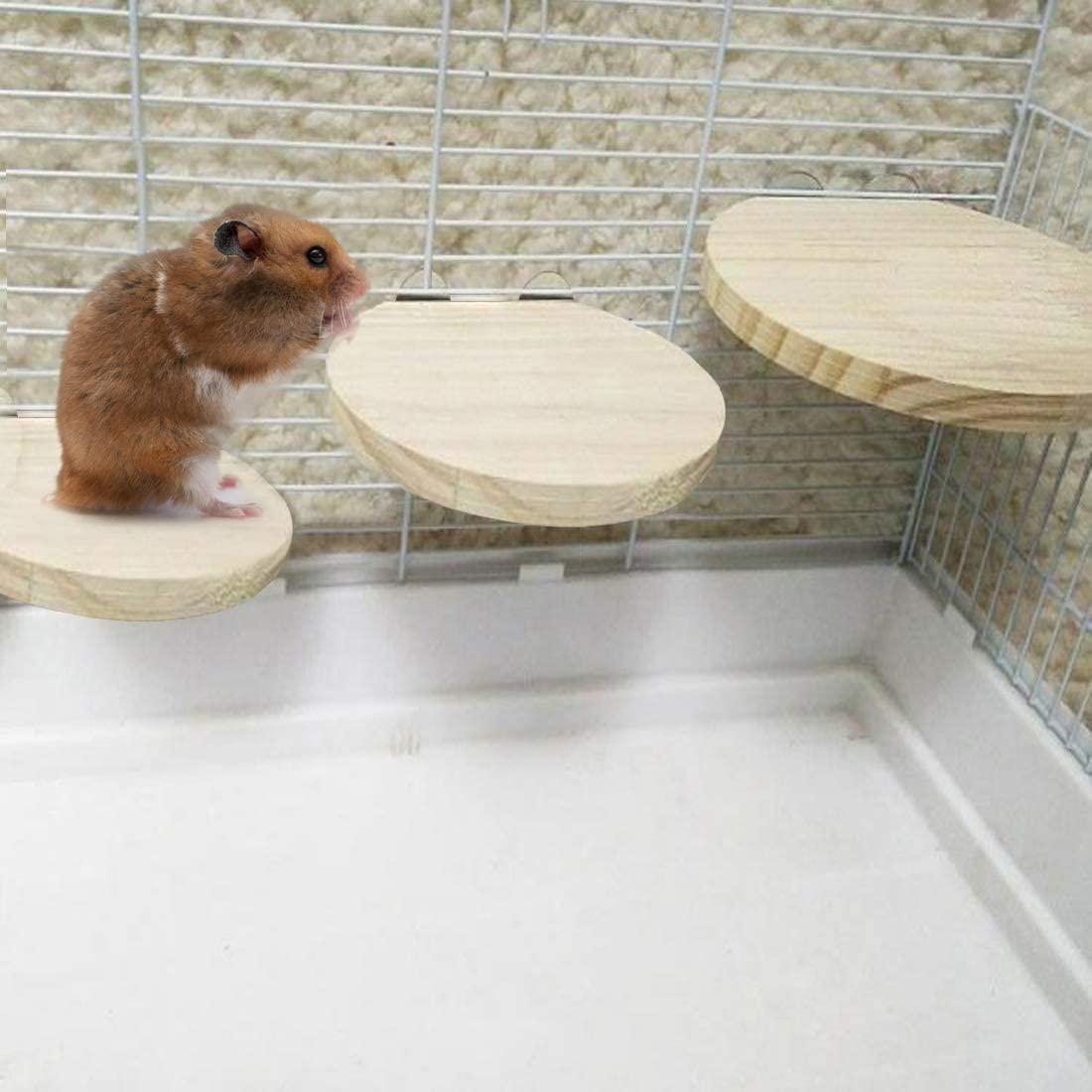 Hamiledyi 4 Pcs Natural Wood Hamster Stand Platform Rat Activity