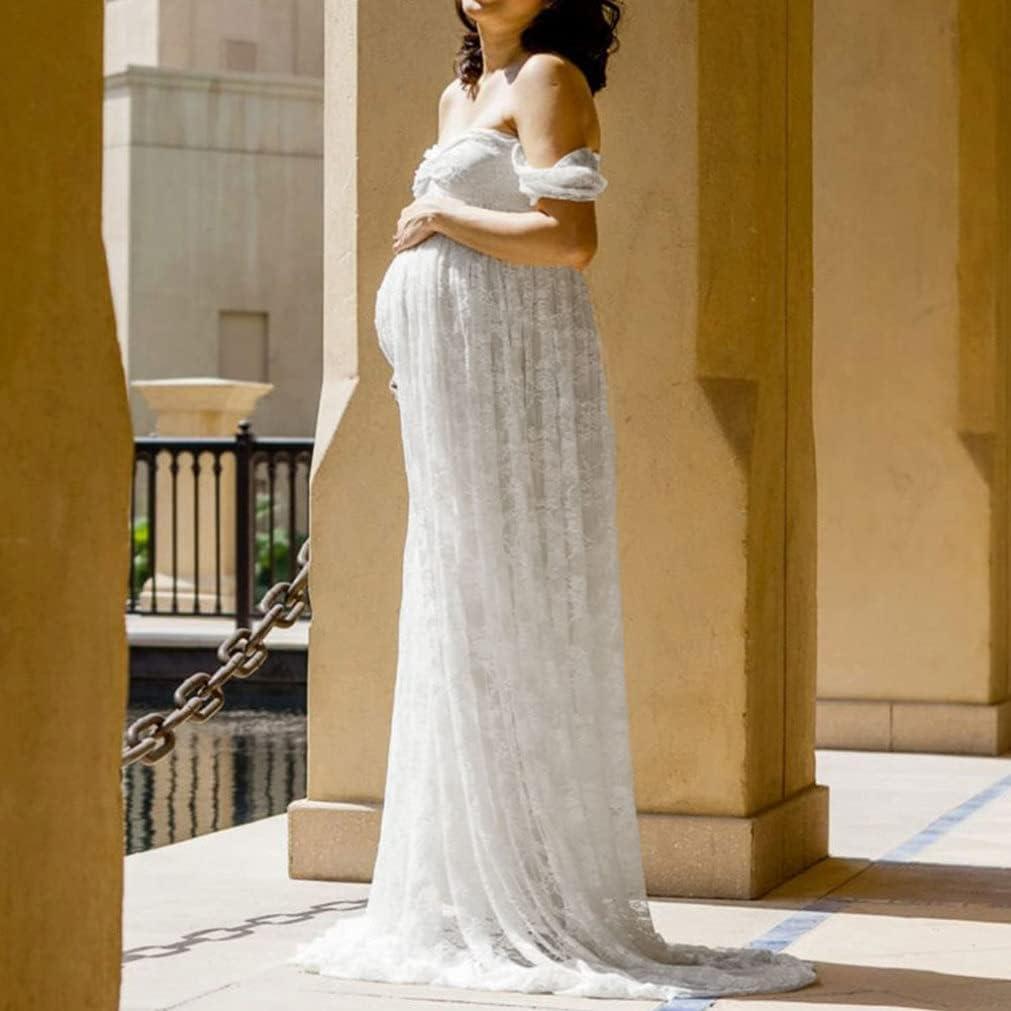 Odoukey Lace Strapless Maternity Gown - Floral Pregnancy Dress for  Photoshoot - White (S) | Buy Now with Express International Delivery |  GoSupps.com