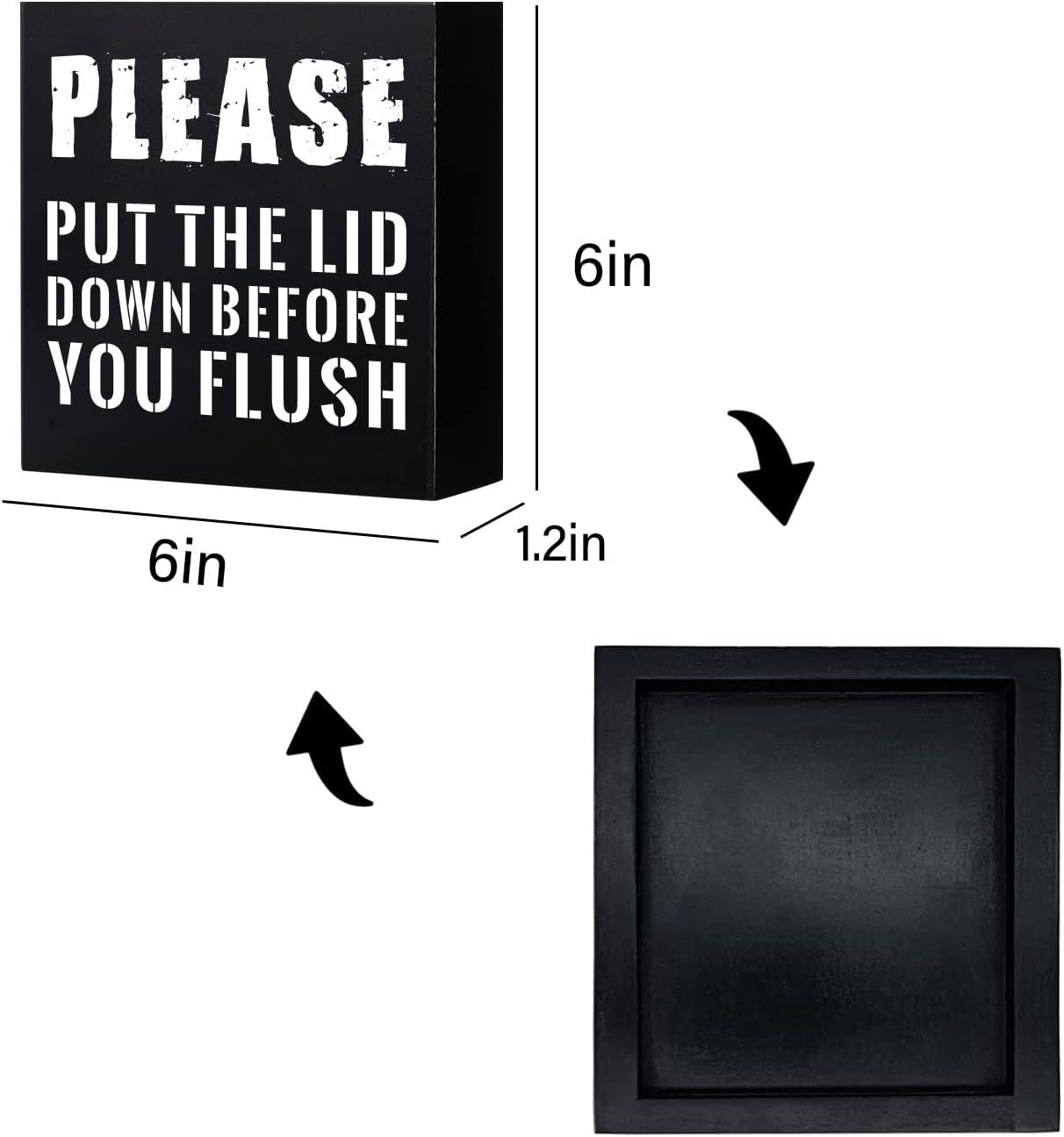 Ywkuiev Please Put The Lid Down Before You Flush Sign, Funny Rustic