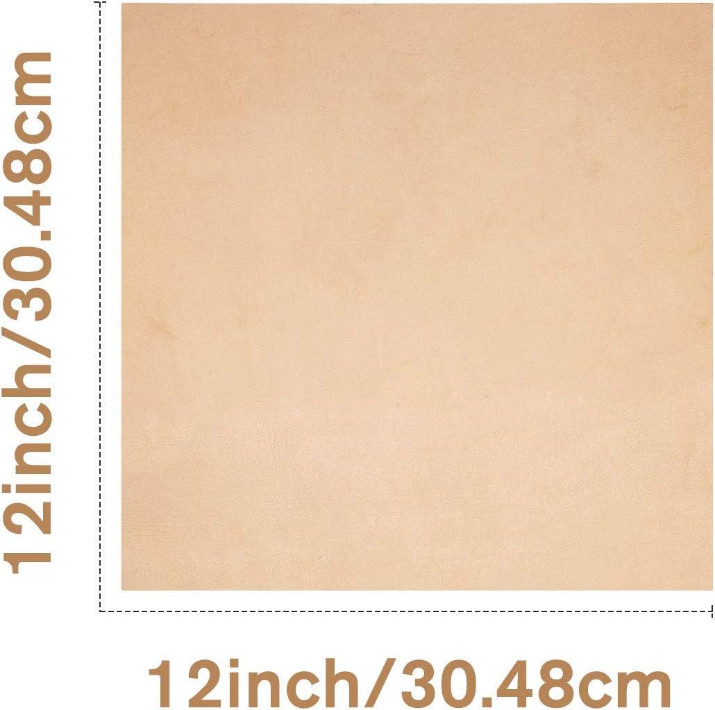 Tooling Leather Full Grain Sheets Genuine Cowhide Leather 1.8mm-2.0mm Thick  Square Piece for Sewing Hobby, Crafting Leather Work Beige 12x12