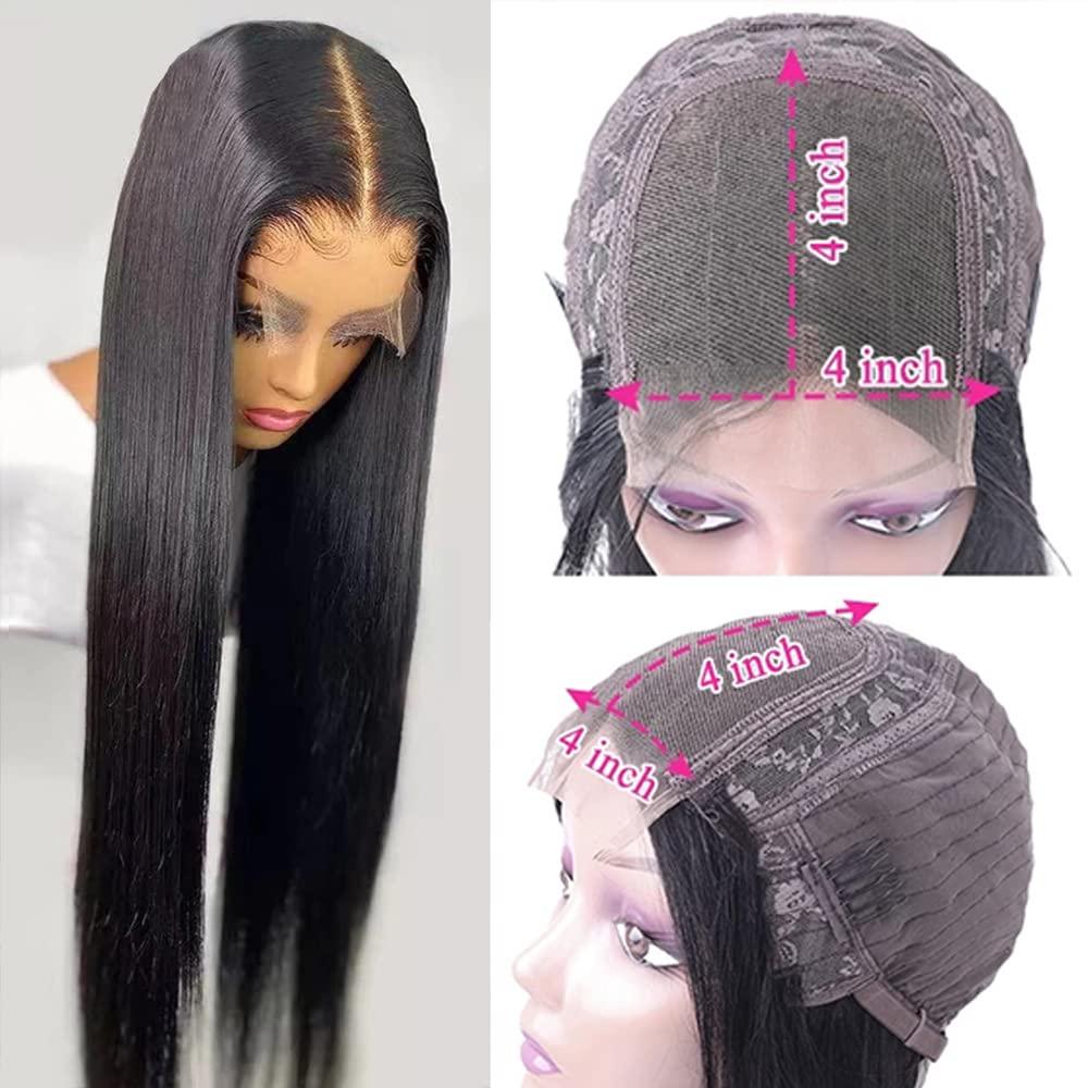 Lace Front Wigs Human Hair Straight 4x4 Closure Human hair wigs for Black  Women 150% Density Brazilian Virgin Human Hair Wigs Pre Plucked with Baby Hair  Natural Color (4x4 Lace Closure Wigs,