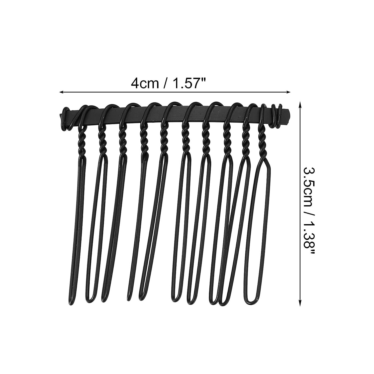 VOCOSTE 12 Pcs No Slip Hair Side Combs Accessories Metal Black 1.6
