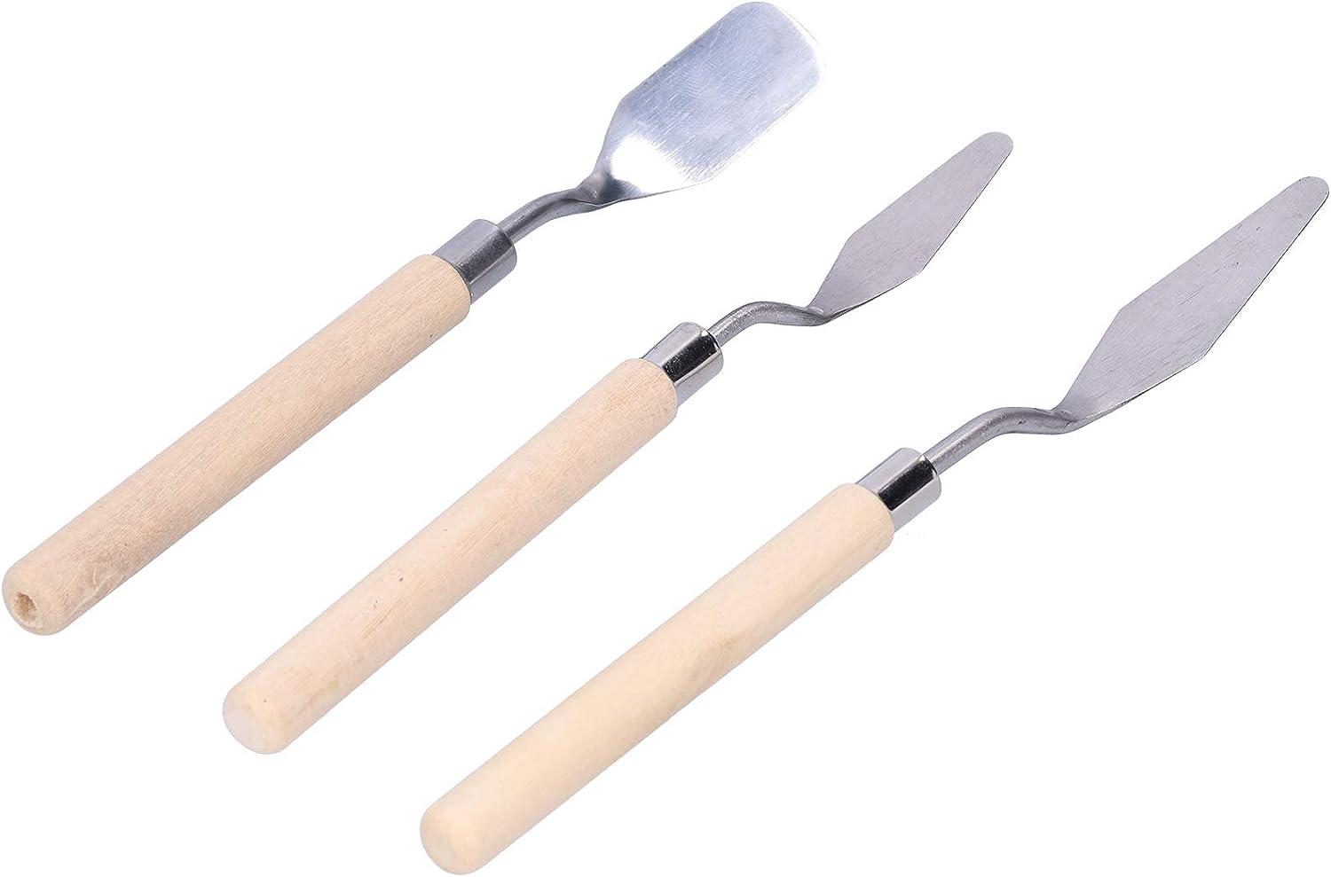 3Pcs Wooden Handle Palette Knife Set for Oil Painting and Art Scraping