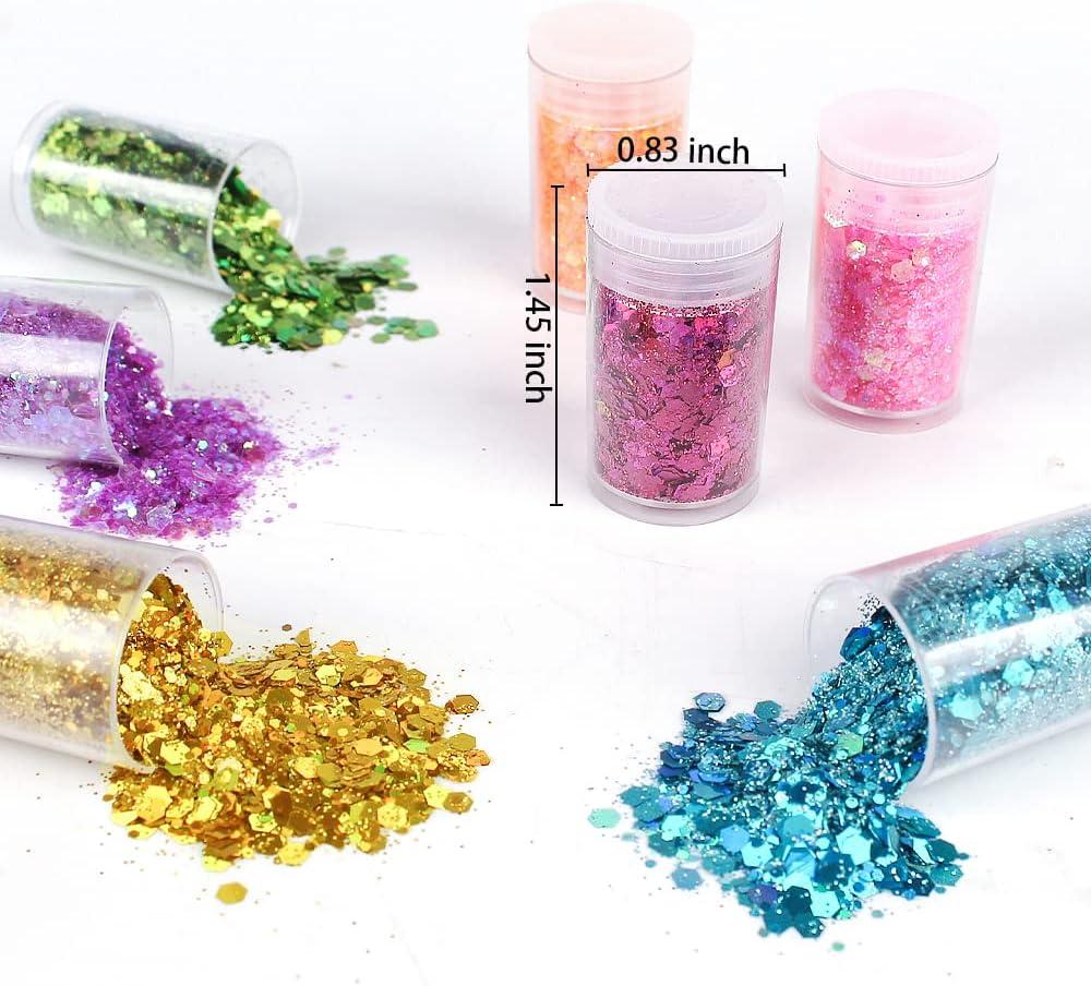 Chunky and Fine Glitter Mix, Estanoite 36 Colors Chunky Sequins