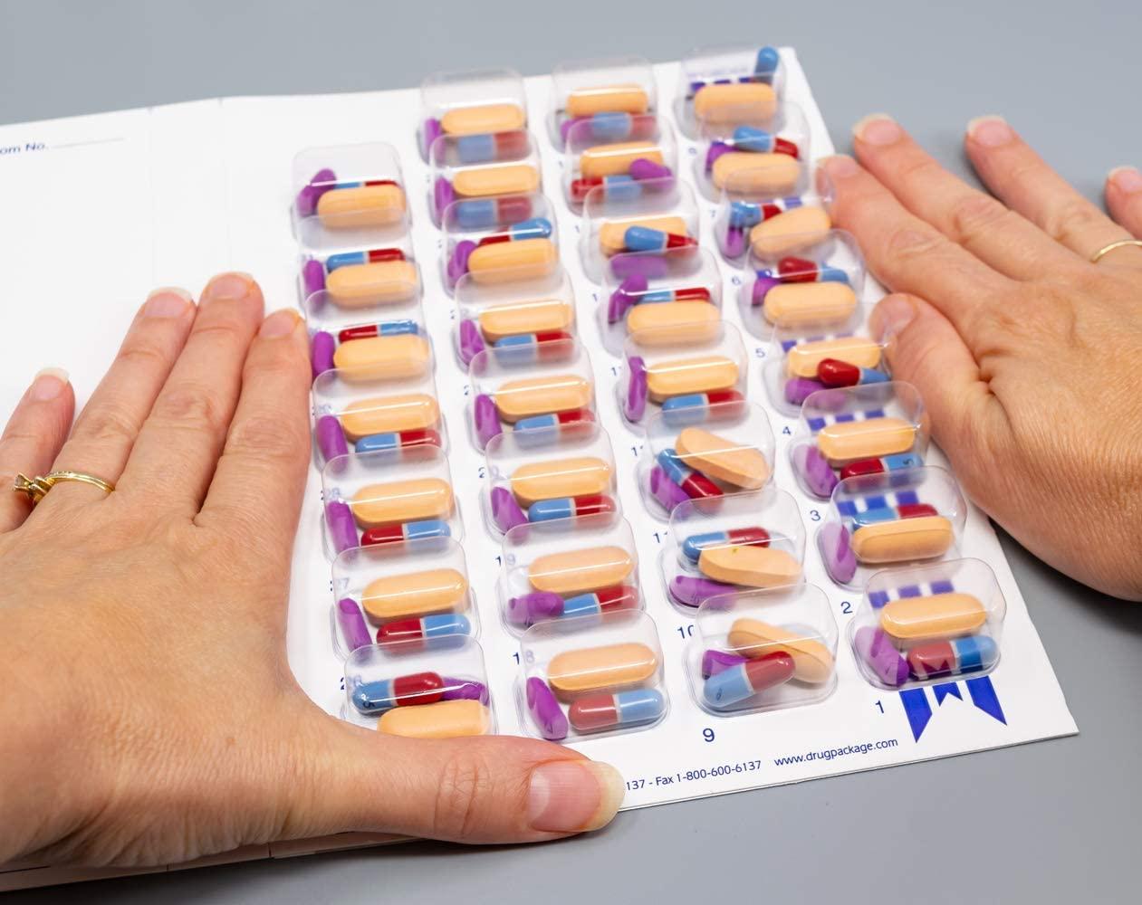 XL Cold Seal Monthly Medication Blister Pack Cards 31 Day Supply (6