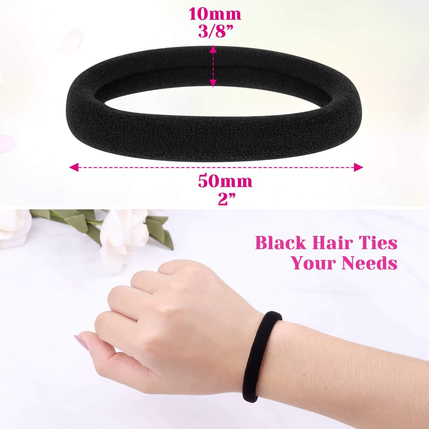 Anezus 50 Pcs Thick Black Hair Ties Large Elastics Bulk Hair Ties