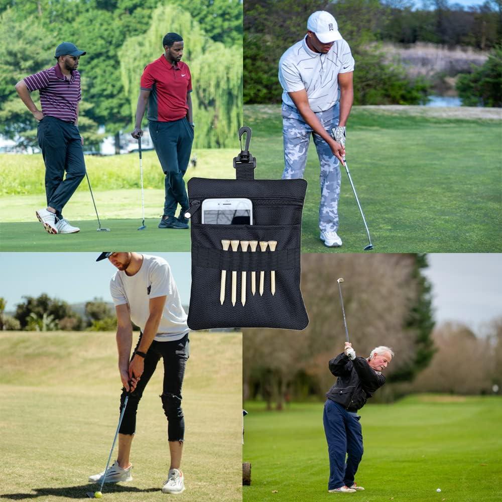 CORECISE Golf Tee Pouch Bag,Zipper Golf Ball Bag,Golf Accessory Pouch,Golf  Accessories for Men Black
