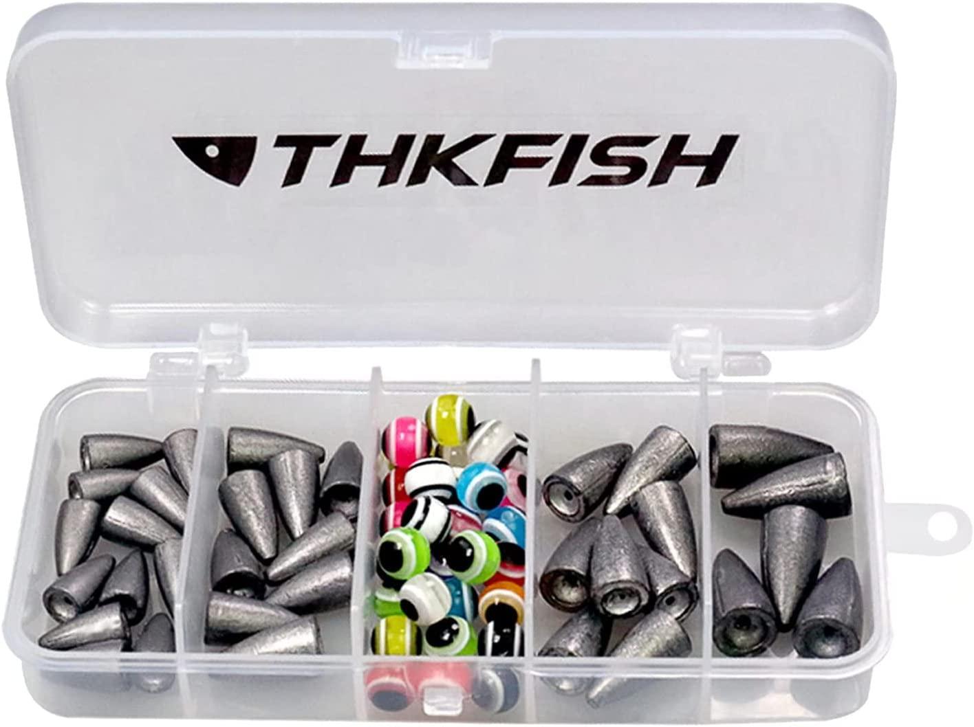 THKFISH Fishing Weights Sinkers Fishing Beads Bullet Sinkers Carolina Rig  Texas Rig Kit Fishing Accessories Kit 64pcs/219pcs 64 PCS
