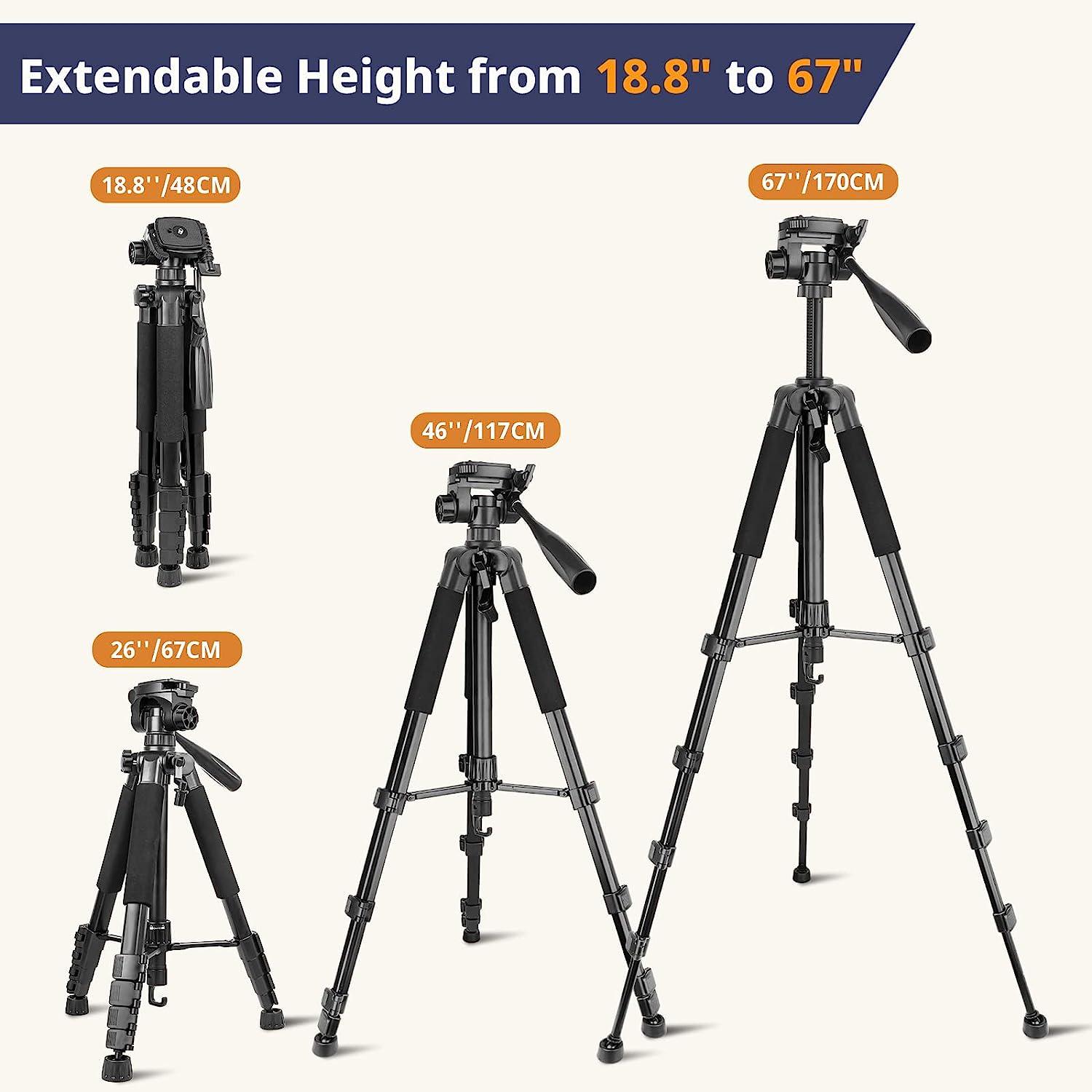 Eicaus 67 Inch Heavy Duty Tripod Stand for Cameras, Cell Phones