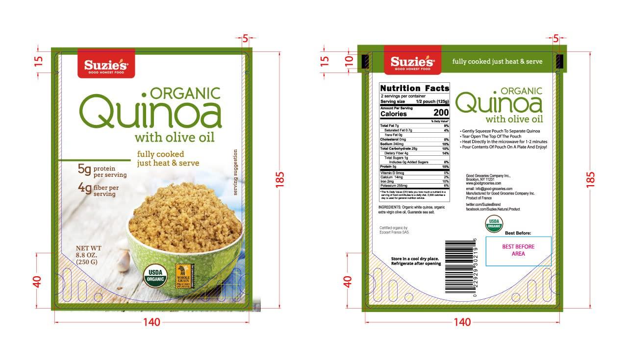 SUZIE'S QUINOA HEAT & SERVE NONGMO ORGANIC OLIVE OIL 8.8 oz 250g 6 Pack