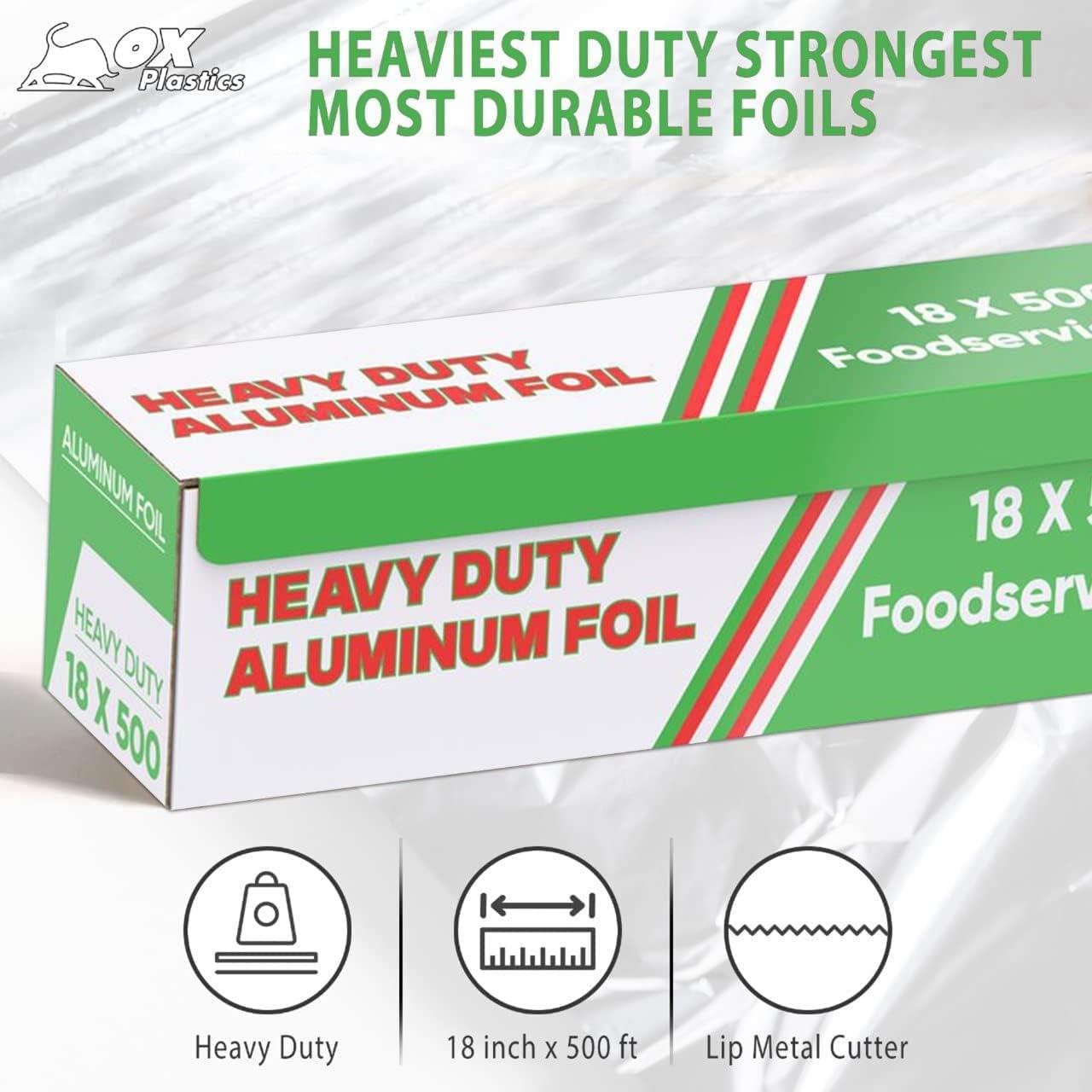 Heavy Duty Food Service Aluminum Foil Roll 18 inch x 500 FT Sturdy  Corrugated Cutter Box - Great for Grilling, Kitchen Wrap, Foil Wrap,  Cooking