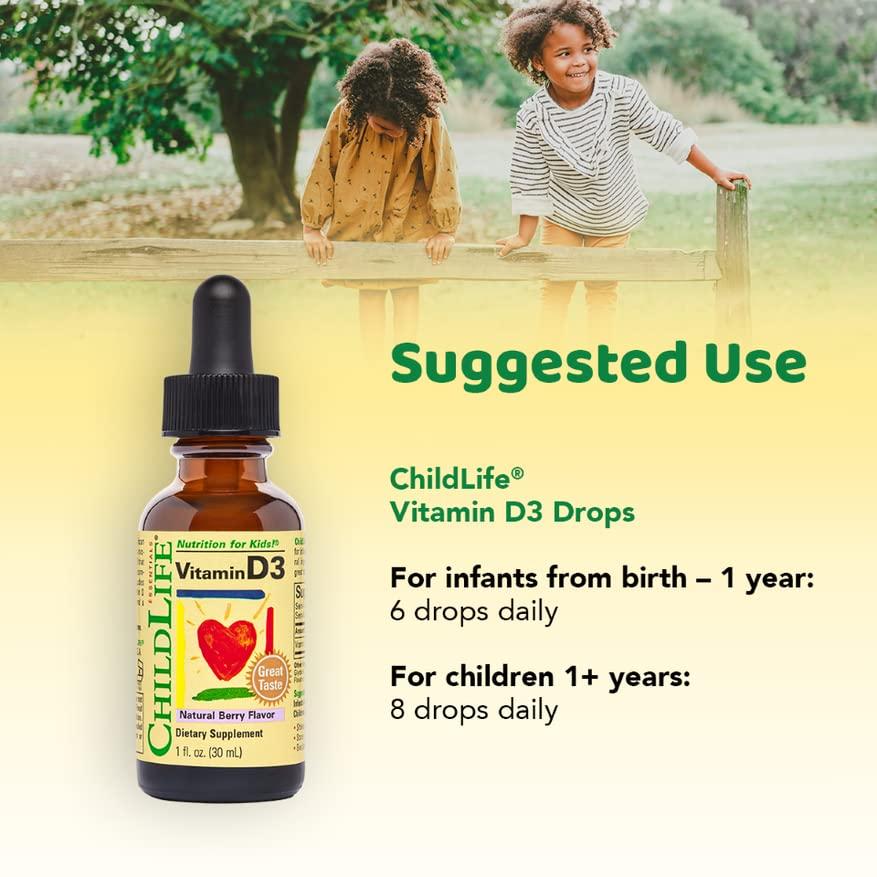 ChildLife Essentials Vitamin D3 Vitamin D Drops for Kids Supports Immune Respiratory Heart