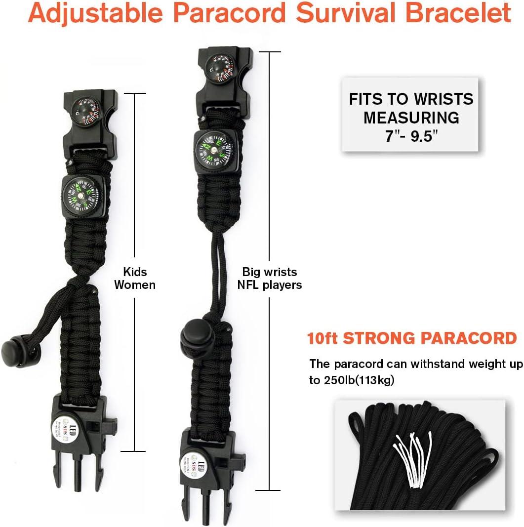 Amazon.com: MansWill 5 in 1 Survival Bracelet, New 7 Core Paracord  Emergency Sports Wristband Gear Kit Waterproof Compass, Rescue Whistle, Fire  Starter Multi-Tool Wilderness Adventure Accessories : Sports & Outdoors