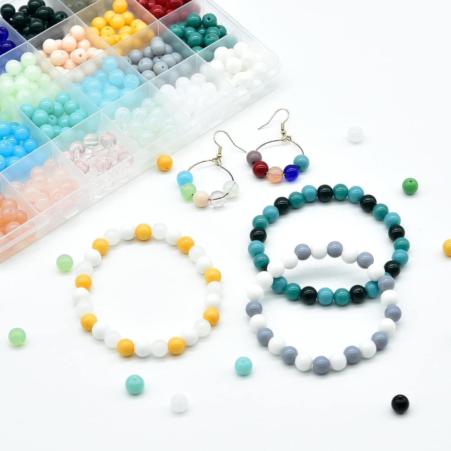 ZHFMLY 1180PCS Glass Beads 6mm Transparent Crystal Smooth Loose Beads  Bracelet Making Kit Healing Chakra Beads for DIY Jewelry Making Bracelets 