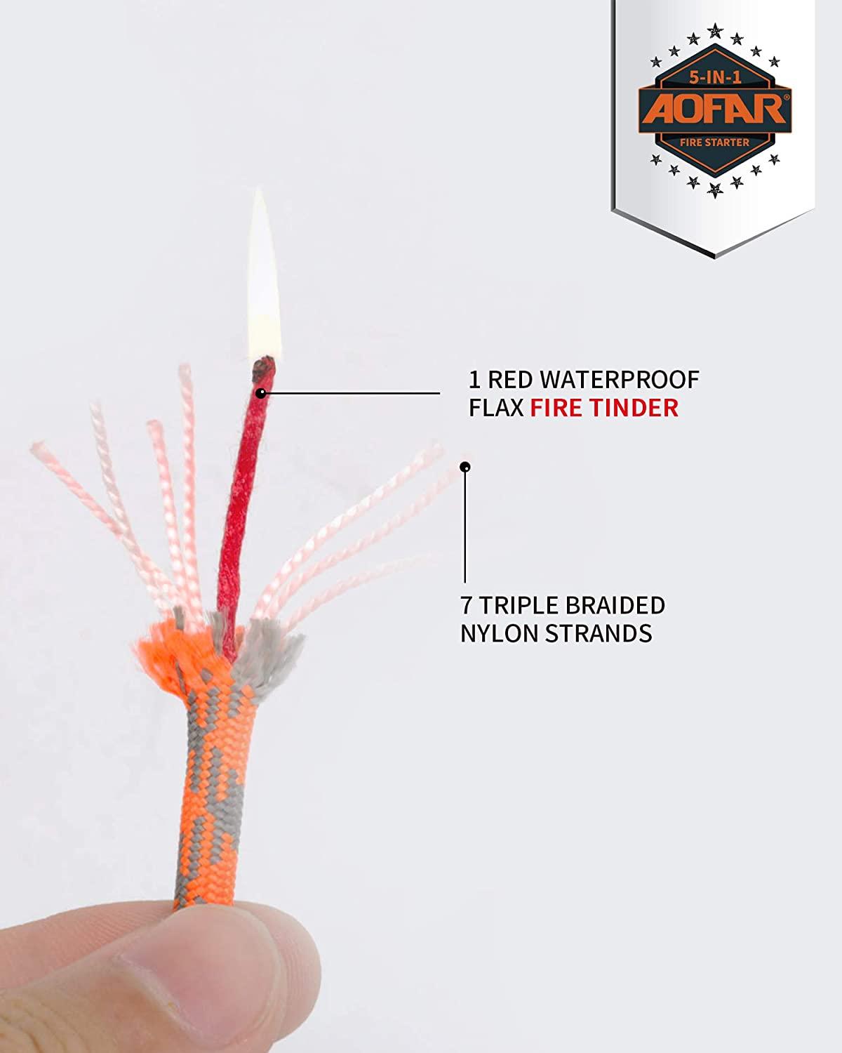 AOFAR Fire Starter AF381/AF381plus Fire Steel with Paracord and