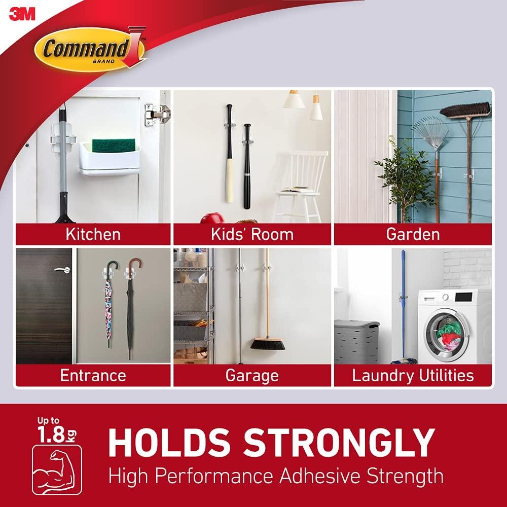 Command Broom and Mop Grippers Wall Mount Holder for Back to School