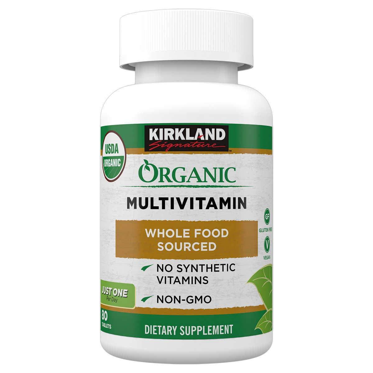 Kirkland Signature Organic Multivitamin 80 Coated Tablets - Buy Online Now