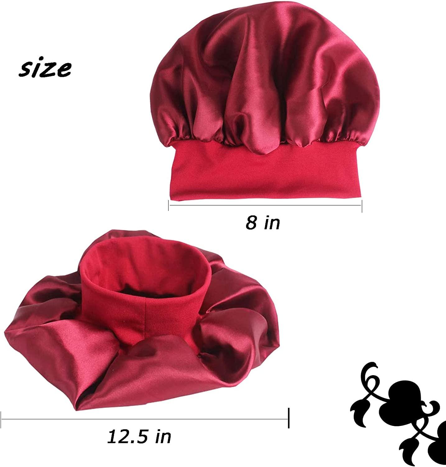 Shein 2pcs Silk Bonnet for Sleeping, Satin Hair Bonnets, Soft Elastic Band Silk Sleep Cap, Silk Hair Wrap for Curly Hair,one-size