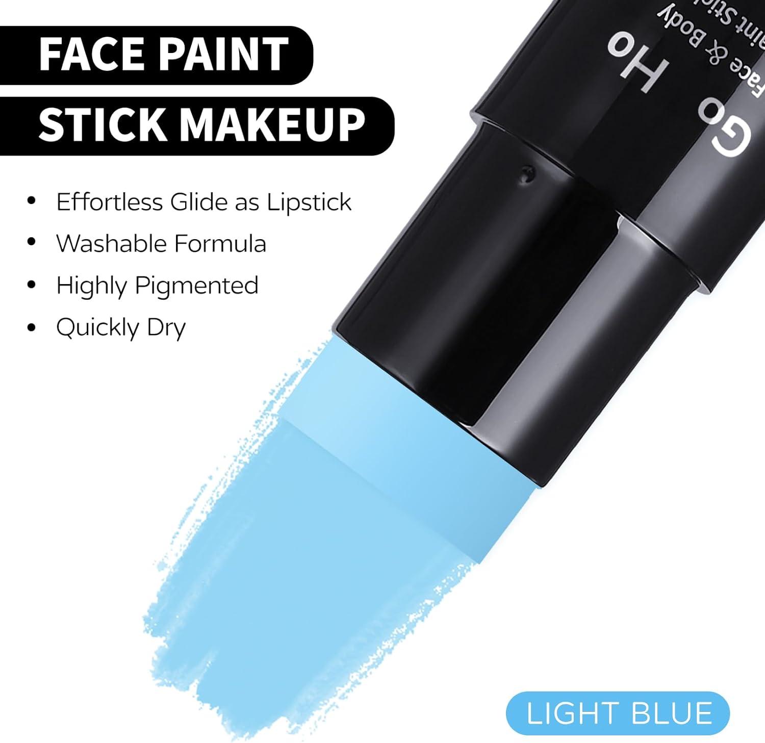 Go Ho Light Blue Face Paint Stick Washable (1.06 Oz) Water Based Pale