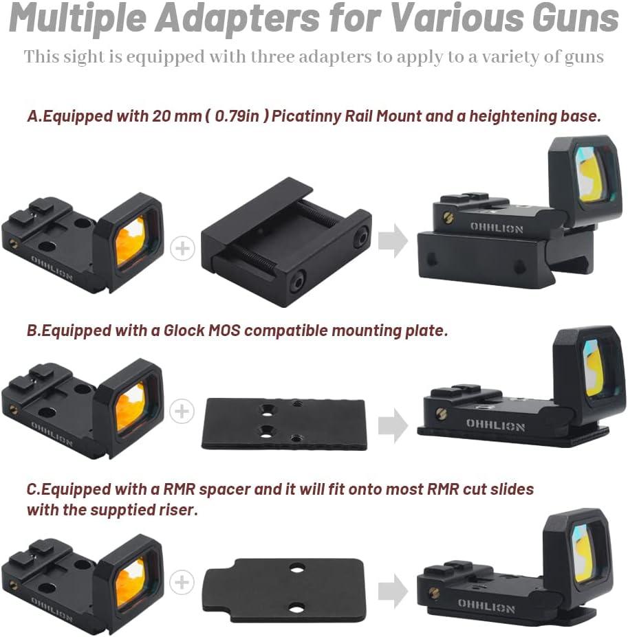 Micro Flip Up Reflex Red Dot Sight (RMR Pistol Cut) 3MOA Compact Red