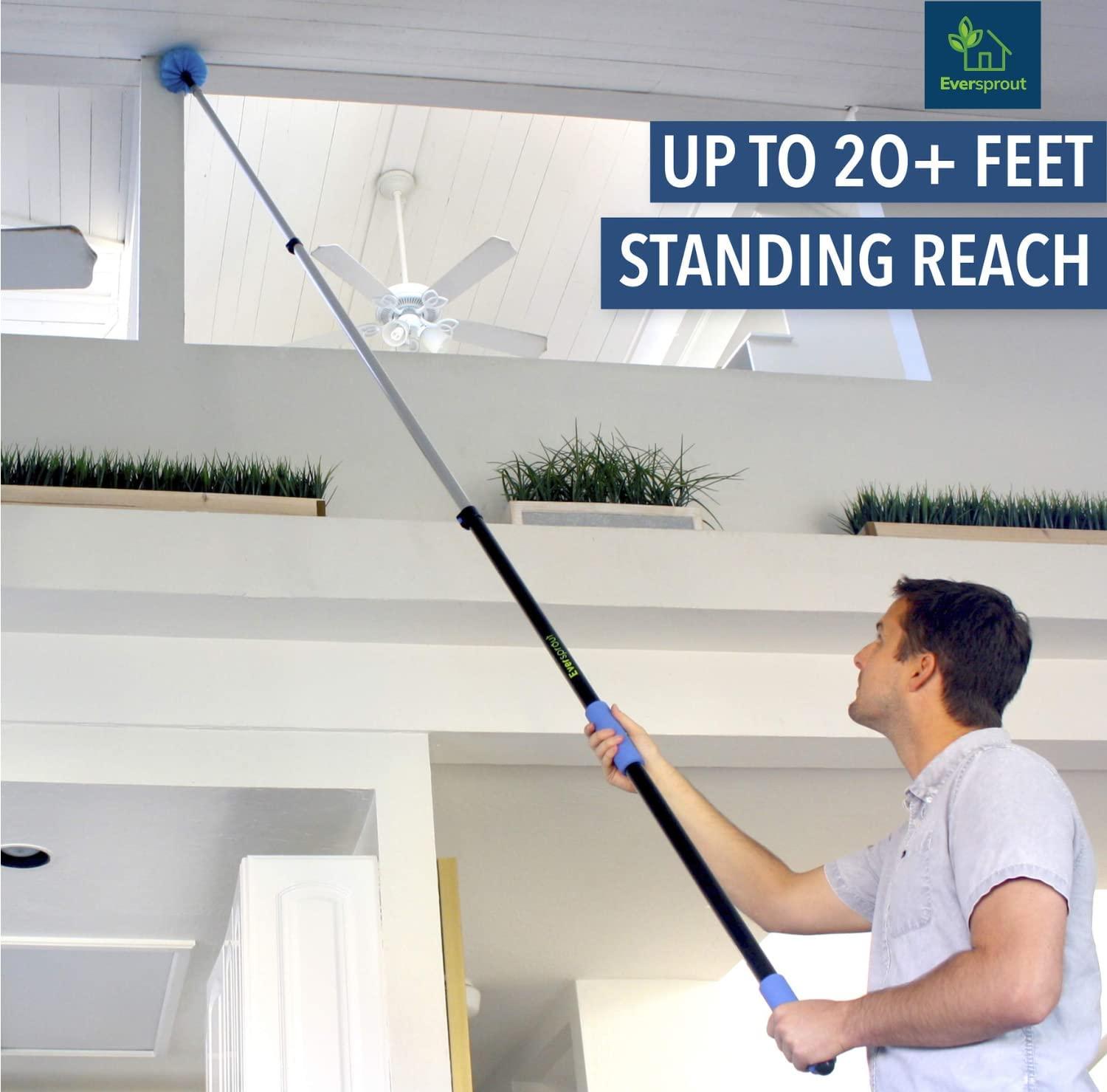 Eversprout 20 Ft Reach Cobweb Duster with 12ft Extension Pole Medium