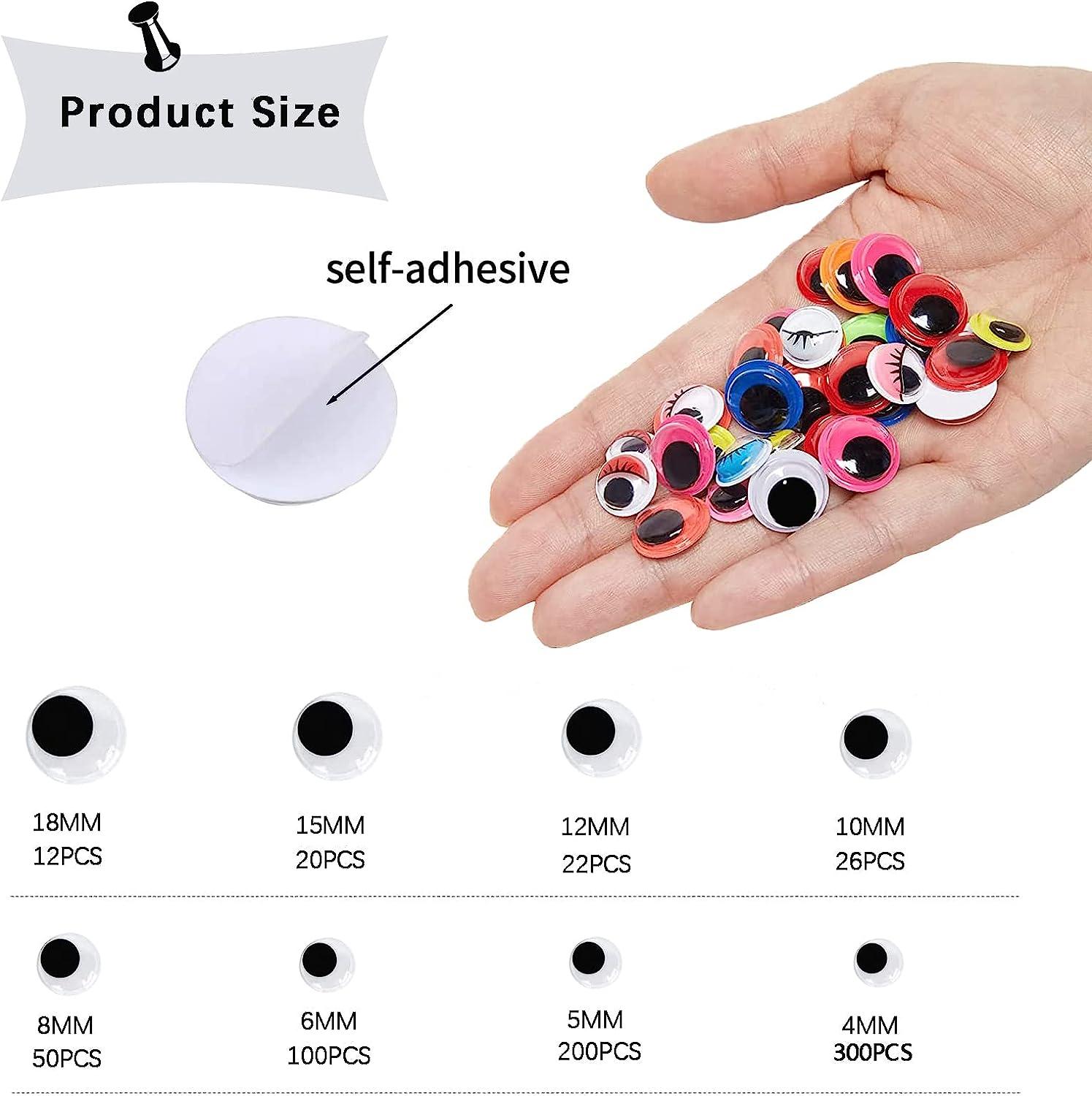 750pcs Wiggle Eyes SelfAdhesive Googly Eyes, 4mm18mm