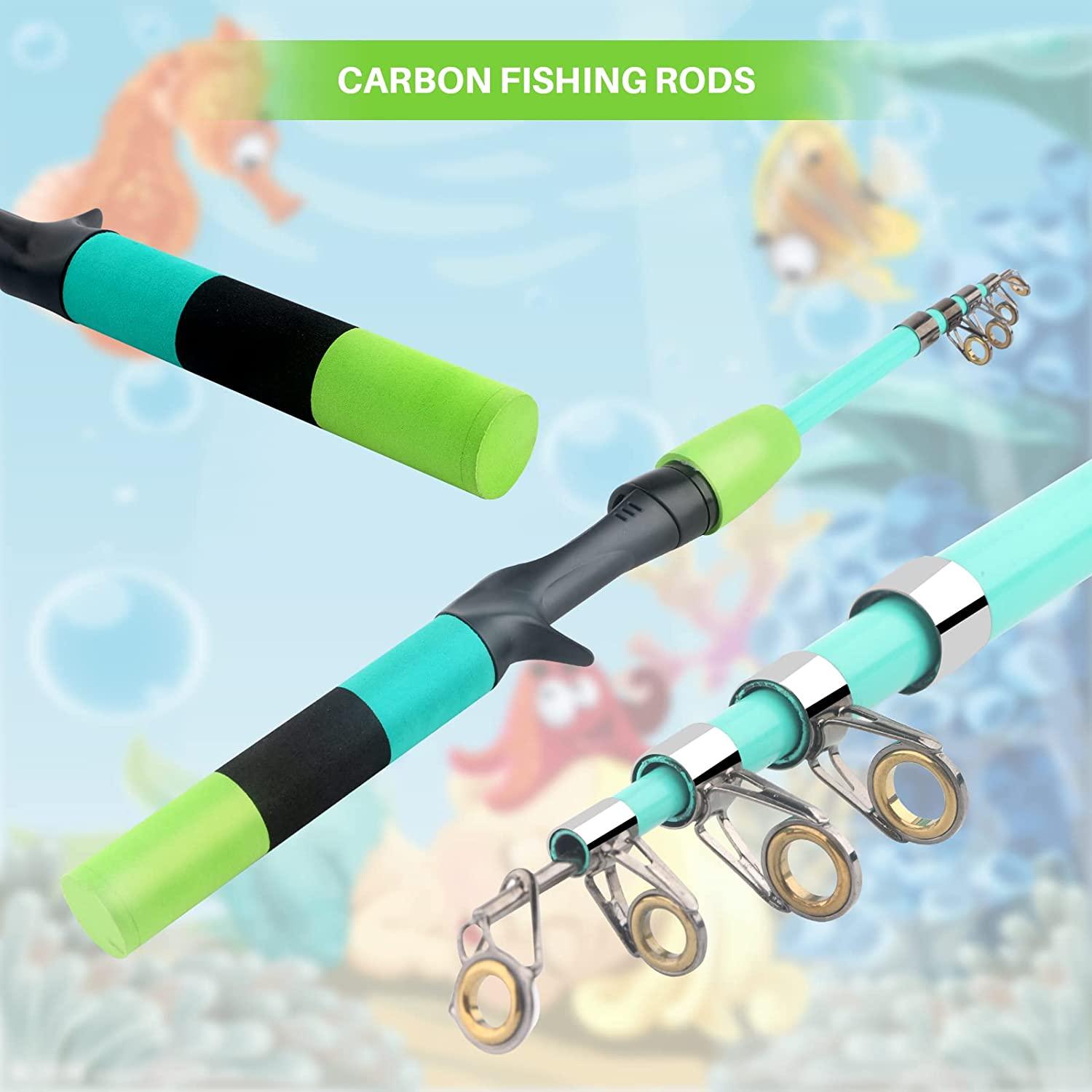 Telescopic Fishing Pole Reel Combo 5.9FT4.92FT 2PCS Collapsible Rods  Spinning Reel Lures Tackle Bag All-in-One Fishing Gear Set Fishing Rod Kit  for Beginner Youth Kids Adults 2PCS Blue Green