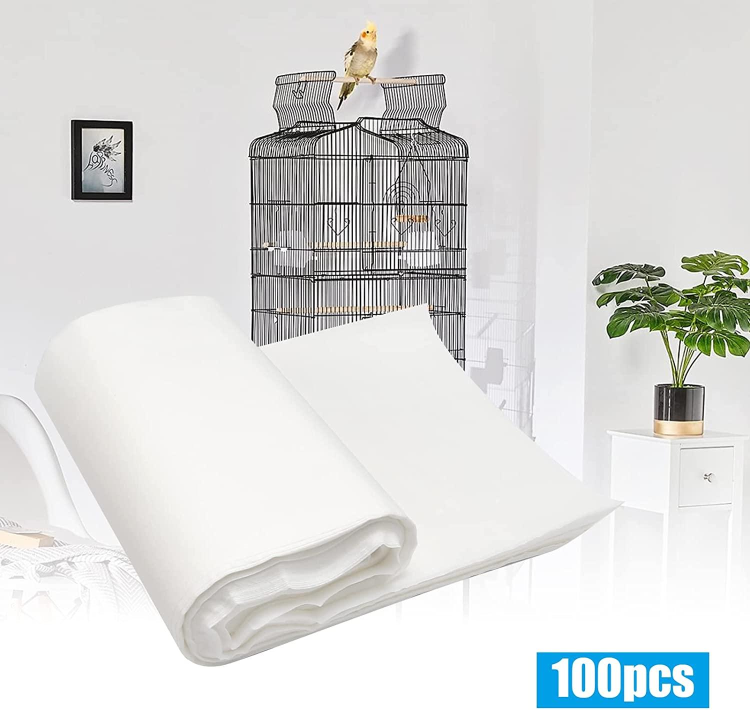 Vkinman Bird Cage Paper Liners NonWoven Bird Nesting Box Pads, 100