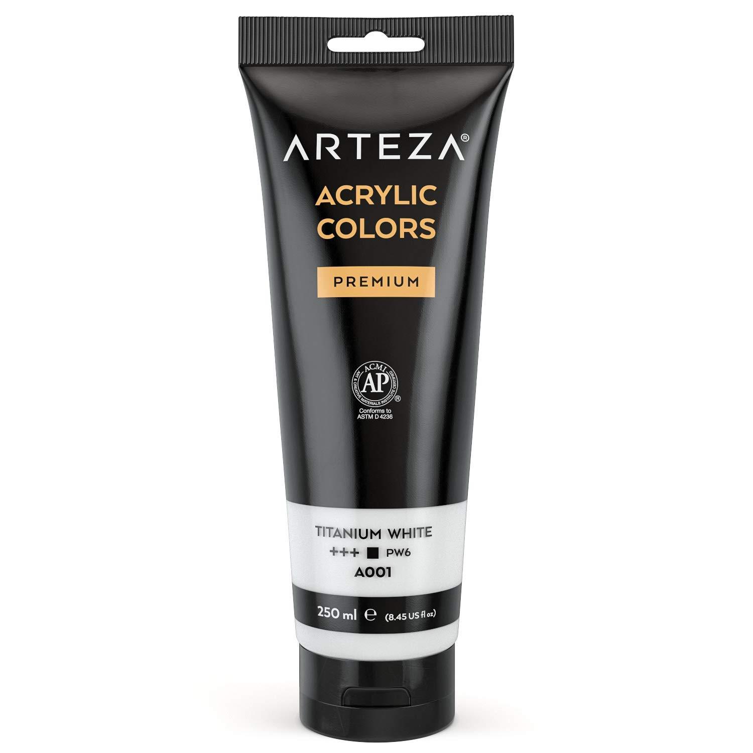 ARTEZA Acrylic Paint Set of 60 Colors, 0.74 oz/22 ml Tubes, 5 Metallic  Colors, Rich Pigments, Non-Fading, Non-Toxic Paints. Art Supplies for  Painting