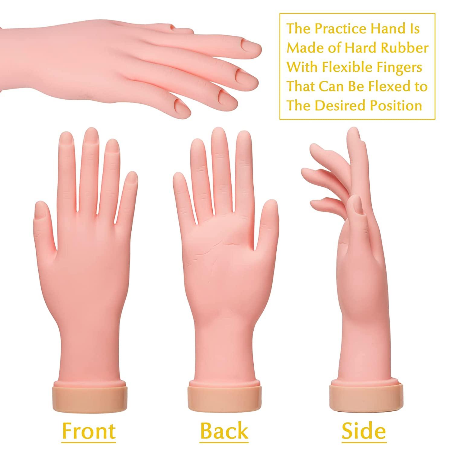 2 Pack Practice Nail Art Trainer Training Hand Tool Flexible Bendable  Movable Fake Mannequin Right Hands Manicure Tool