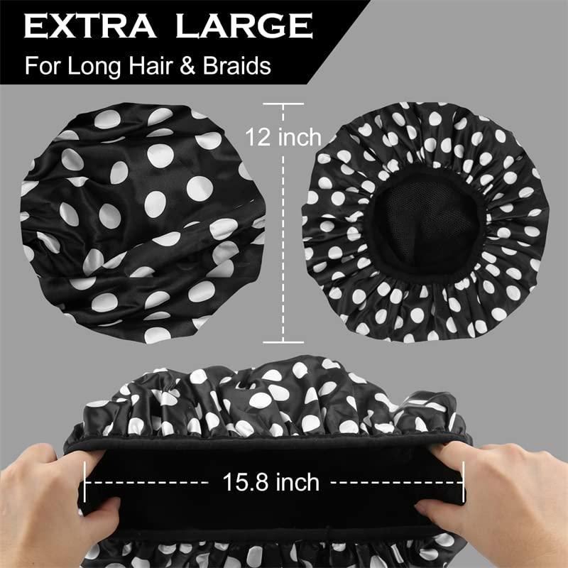 Extra Large Waterproof Shower Cap for Women & Girls Triple Layer