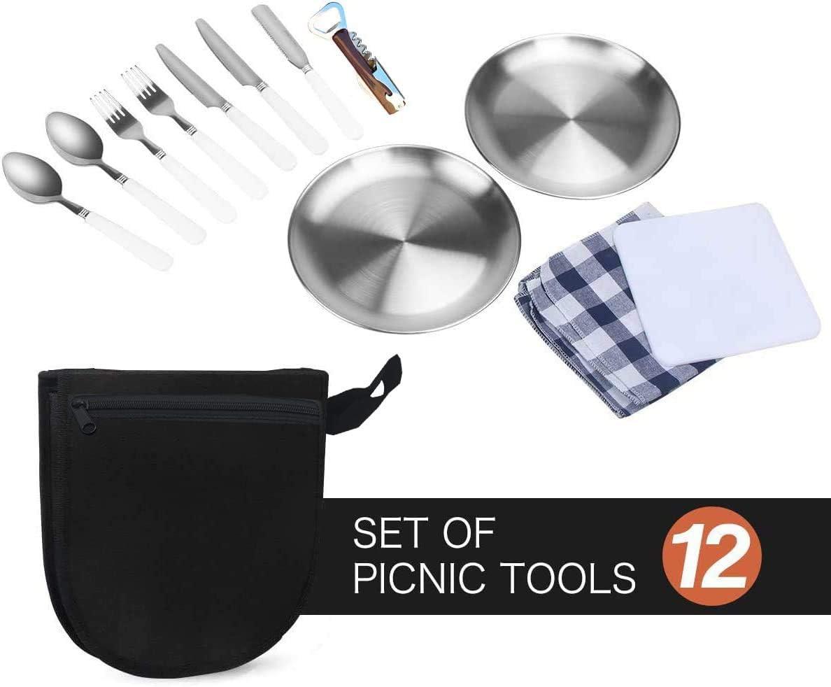 Camping Kitchen Silverware Mess Kit Cutlery Organizer 2 Person