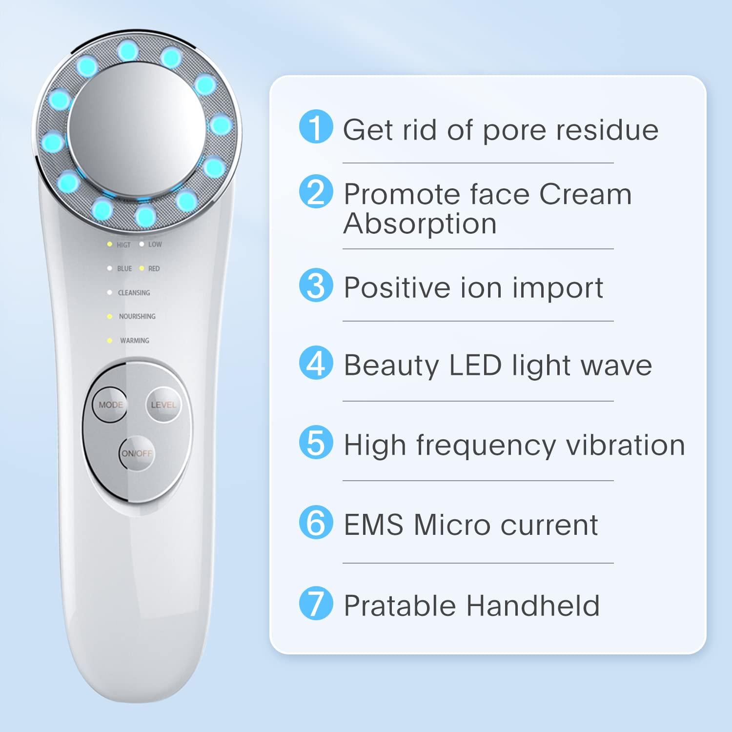 Facial Massager, Skin Care Tools 7 in 1 High Frequency Facial Machine