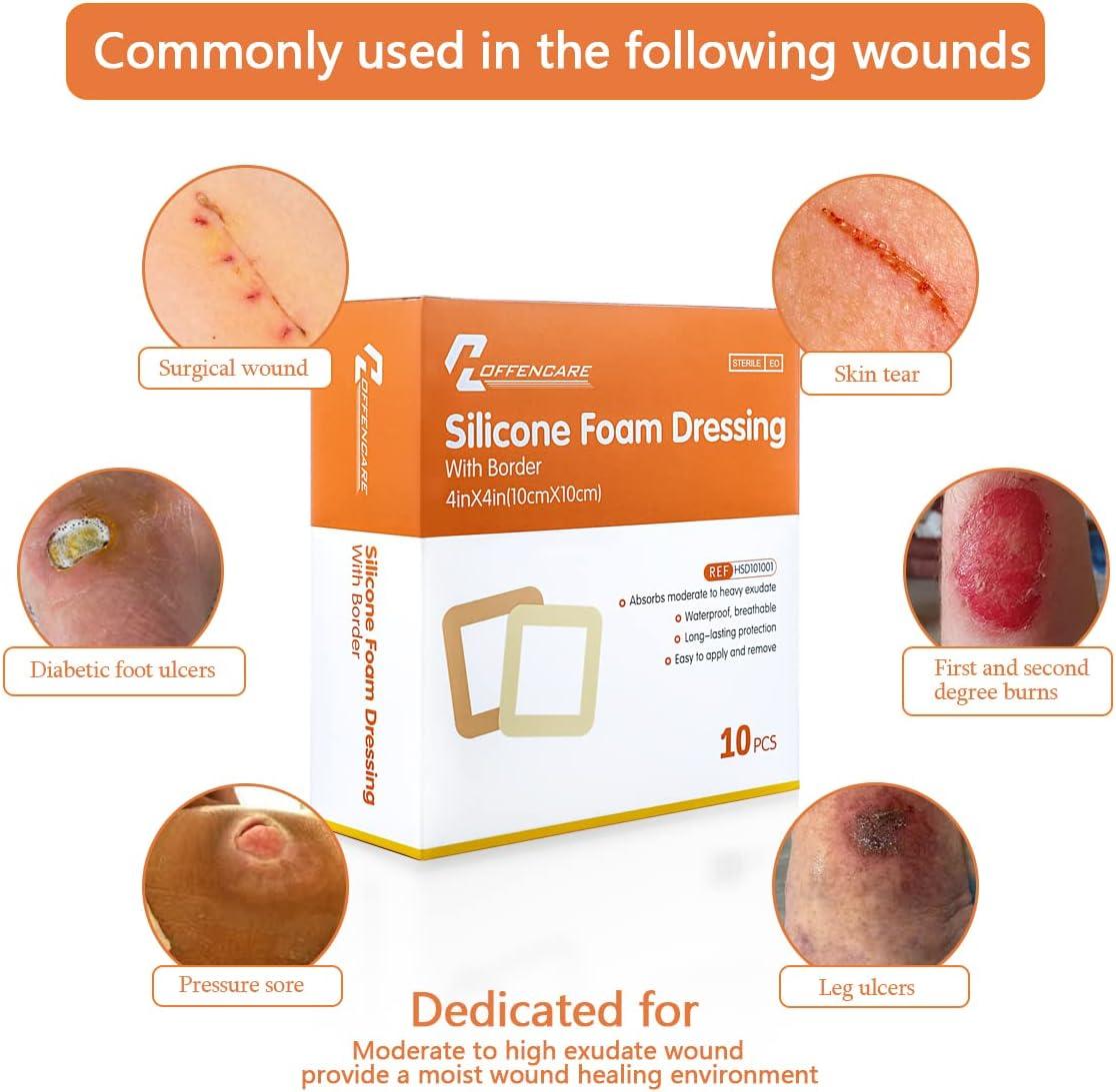 High Absorbency Silicone Foam Dressing for Pressure Ulcers, Bedsores, and Diabetic Ulcers 10