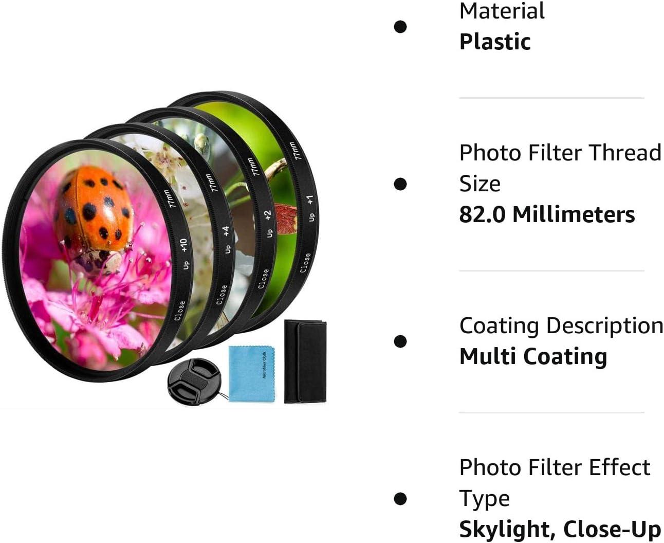 82mm Close-up Filter Kit Pieces (+1 +2 +4 +10) Macro Lens Set