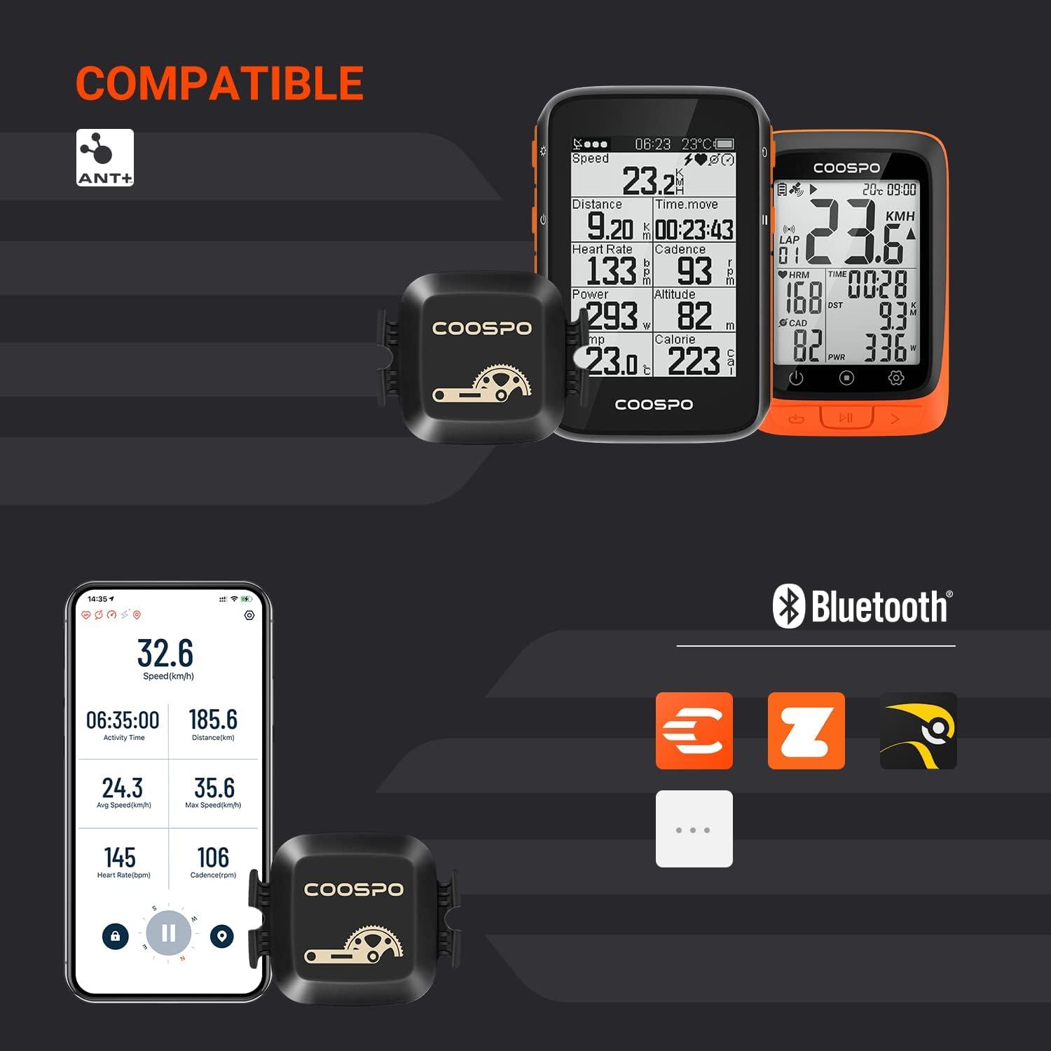 COOSPO Bluetooth Ant+ Bike Speed Cadence Sensor IP67